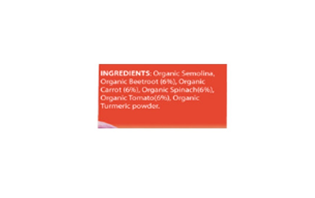 Mimmo Organics Veggie Alphabets - Beetroot, Tomato, Carrot & Spinach Pasta   Box  250 grams